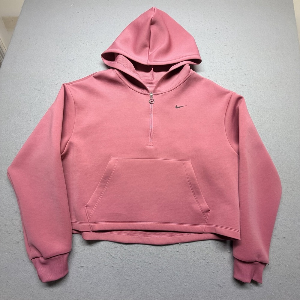 Nike Dri-FIT Hoodie Womens Small Pink 1/4 Zip Cropped‎ Pullover Sweatshirt
